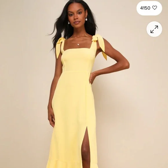 Lulu's Sunny Yellow Midi Dress - Picture 2 of 3